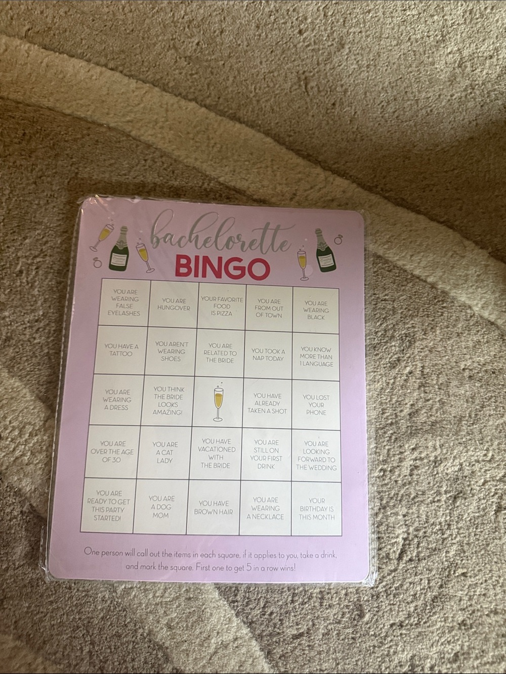 Bachelorette Bingo Party Game - Pink